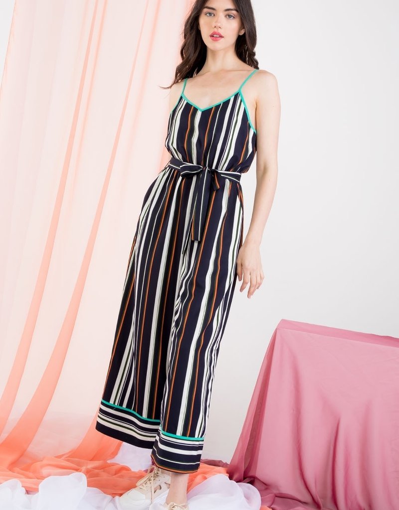 pink boutique navy jumpsuit