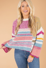 Round Neck Pullover Sweater Multicolor