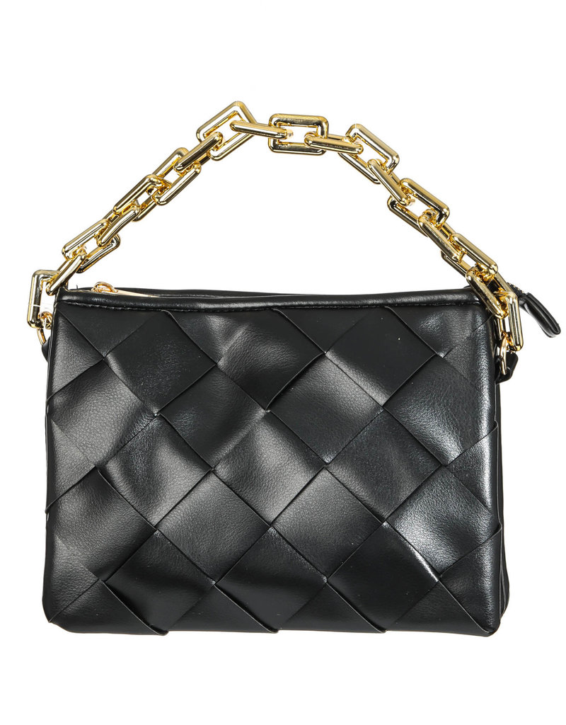 Faux Leather Square Weave Handbag