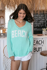 Beach V Sweater Aqua/White