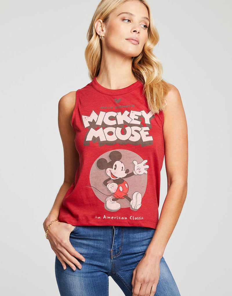 Bella Jersey Mickey Mouse Muscle Tank Cardinal Red
