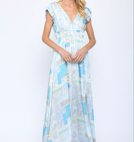 Paisley Print Plunged Neck Maxi