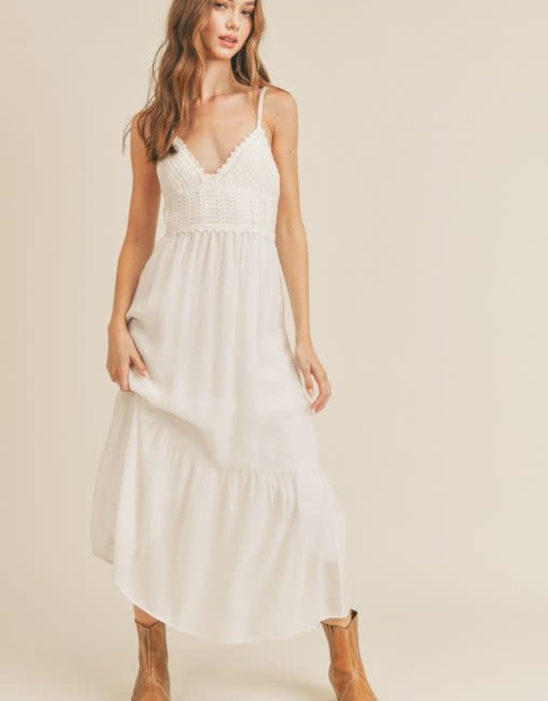 Crochet Top Dress White