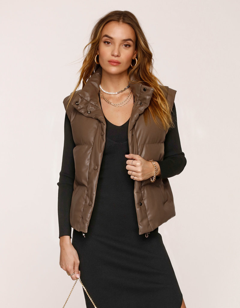 Julia Leather Puffer Coco Vest