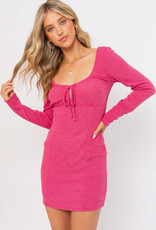 Long Sleeve Bodycon Dress Pink