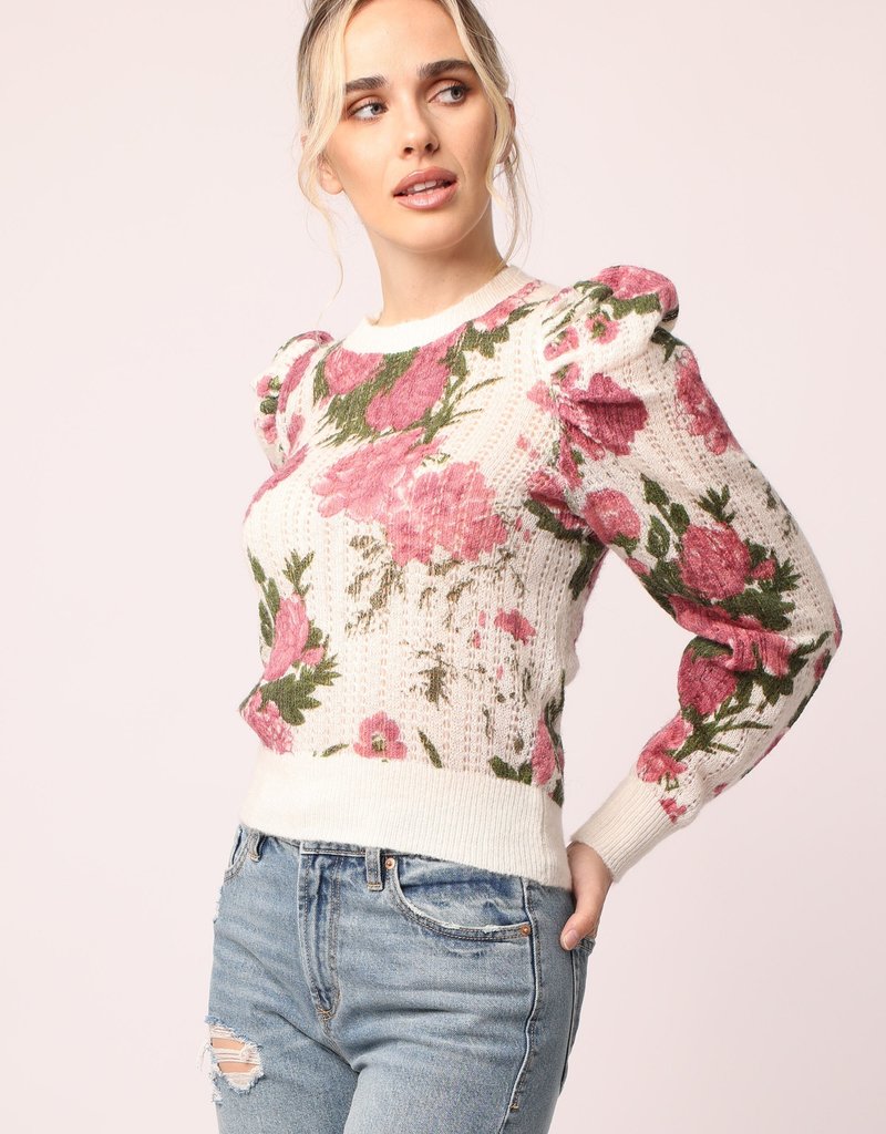 Kailyn Pleated Shoulder Sweater La Rose