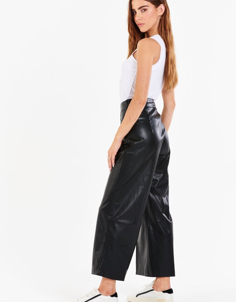 Sparkle Cropped Leather Pant Black