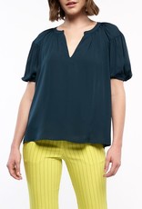 Short Sleeve Split Neck Blouse