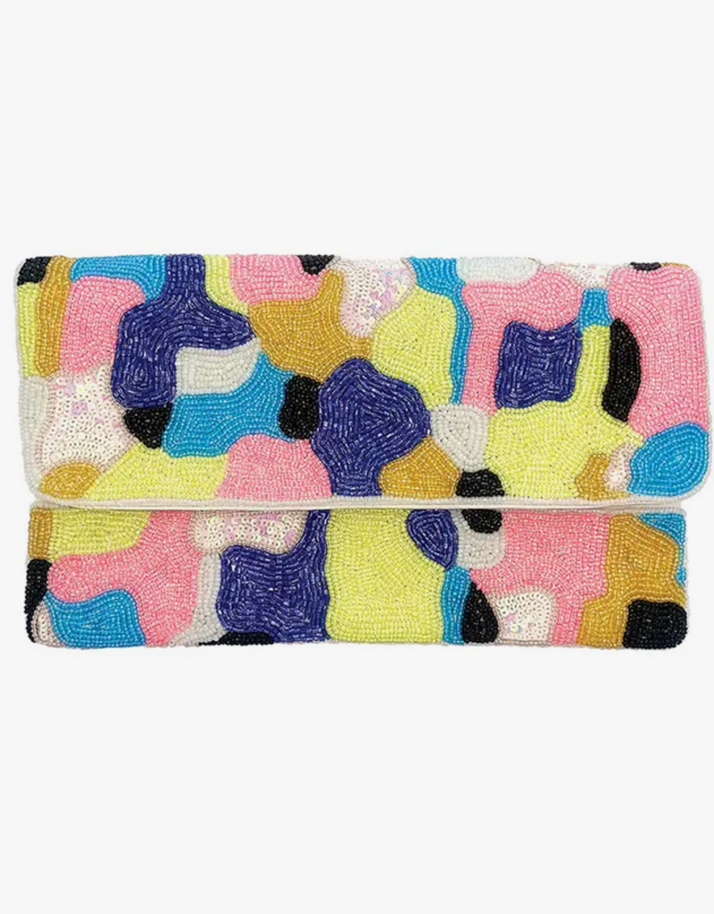 Pastel Multi Pattern Beaded Clutch