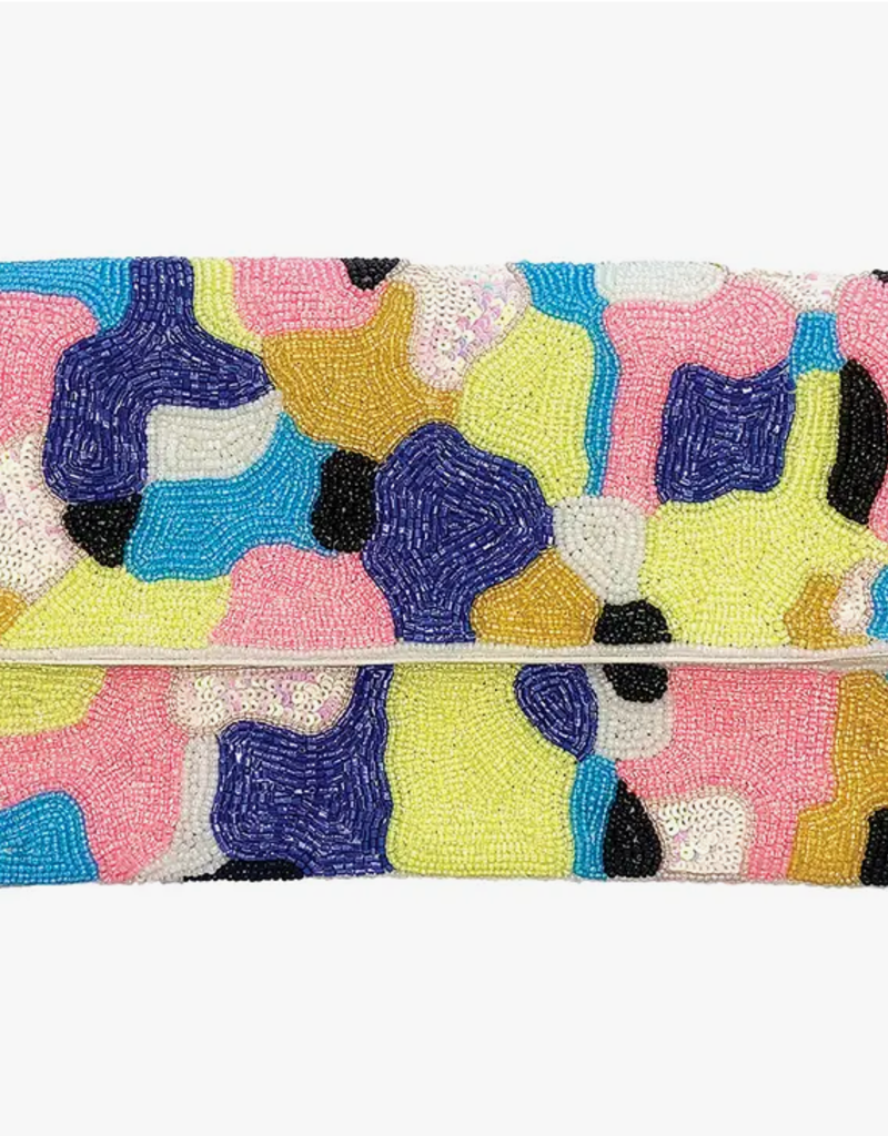 Pastel Multi Pattern Beaded Clutch