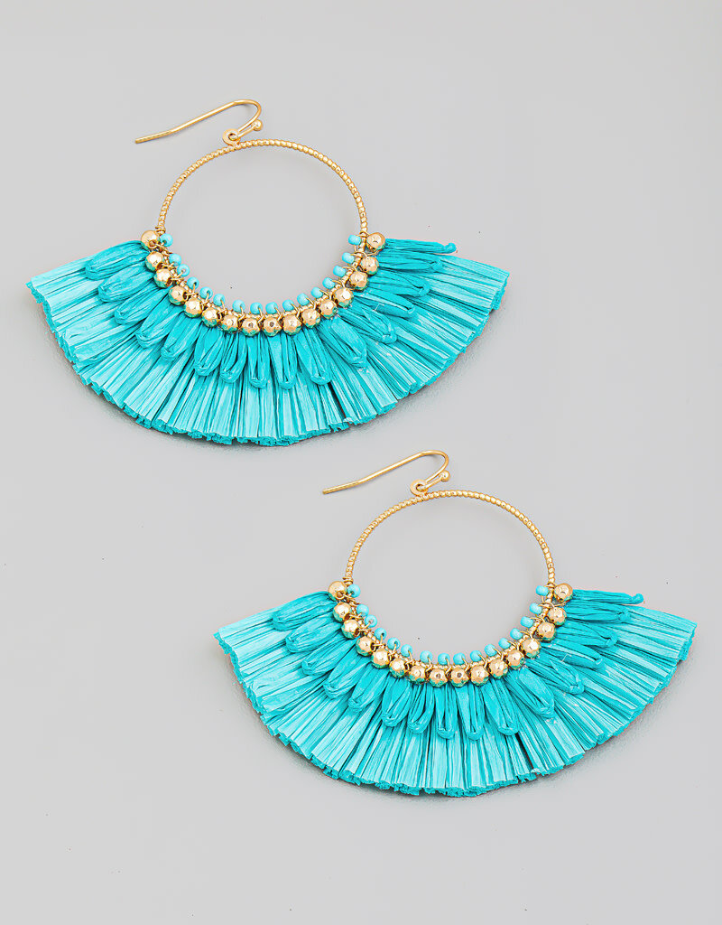 Raffia Circle Fan Earring