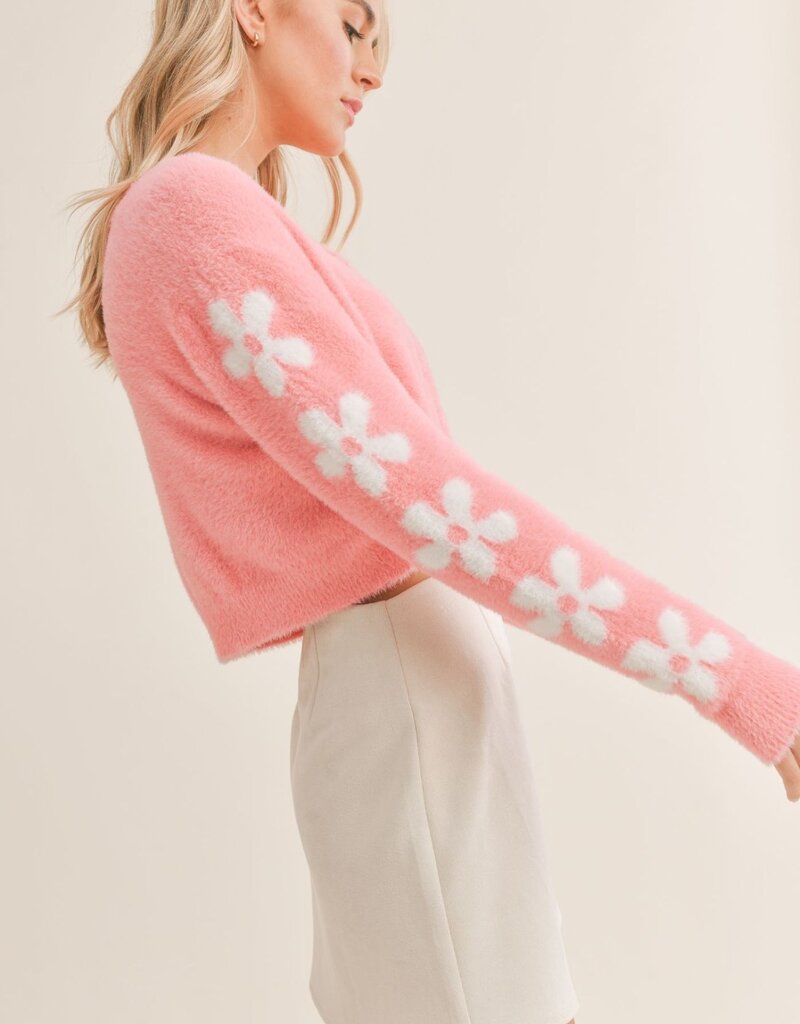 Self Love Fuzzy Flower Cardigan