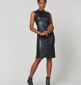 Leather Like Combo Fitted Dress