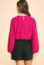 Cabernet On A Wednesday Pleated Blouse