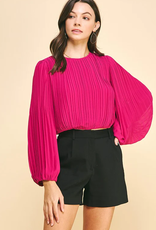 Cabernet On A Wednesday Pleated Blouse