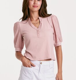 Tanner Mixed Media Puff Elbow Henley Tee