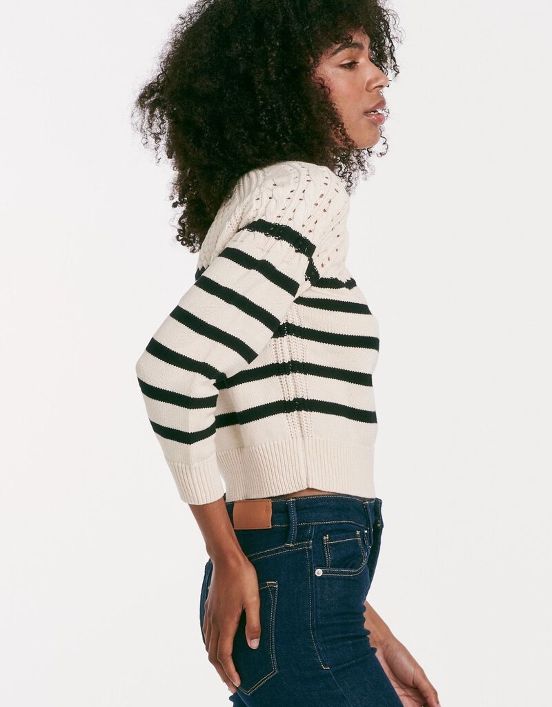 Arlo LS Striped Sweater w/ Crochet Detail