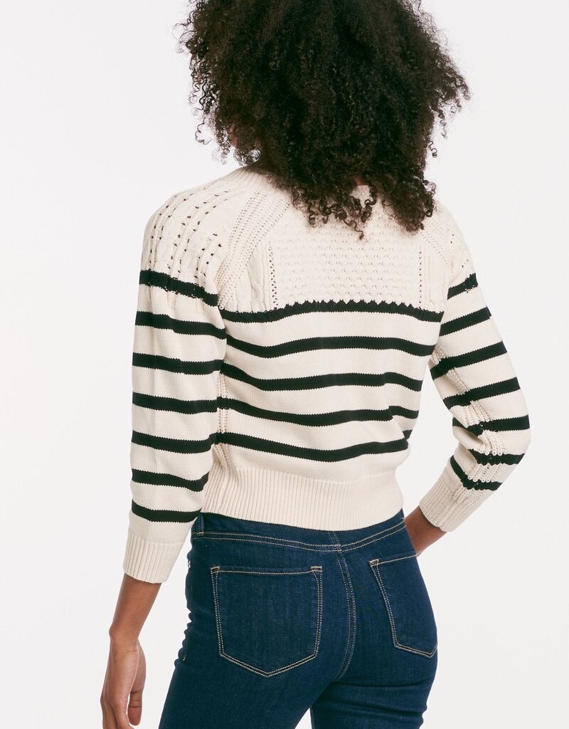Arlo LS Striped Sweater w/ Crochet Detail