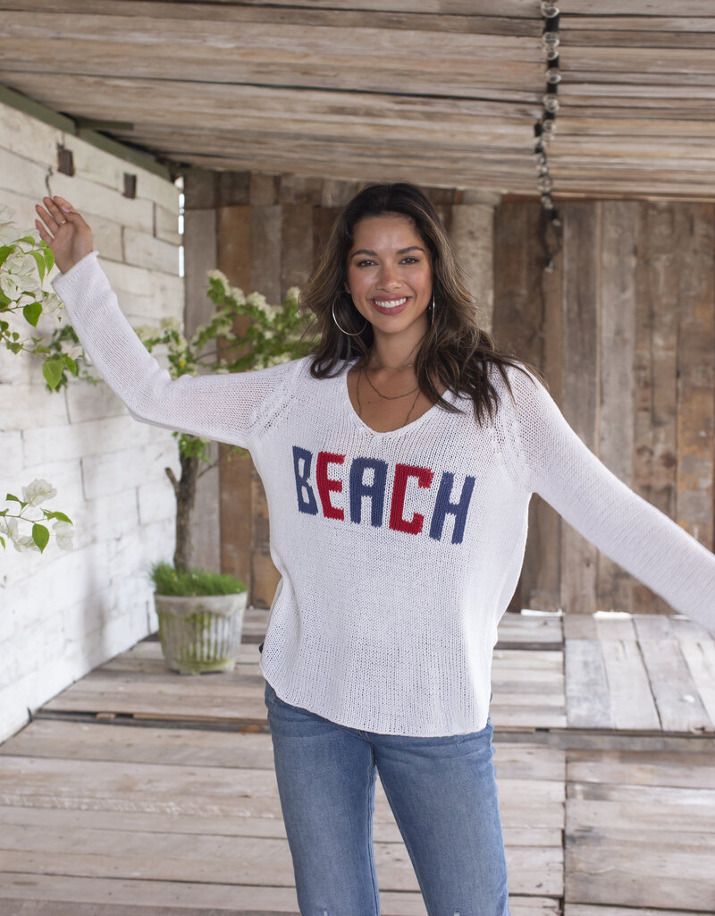Beach V-Neck Cotton Sweater