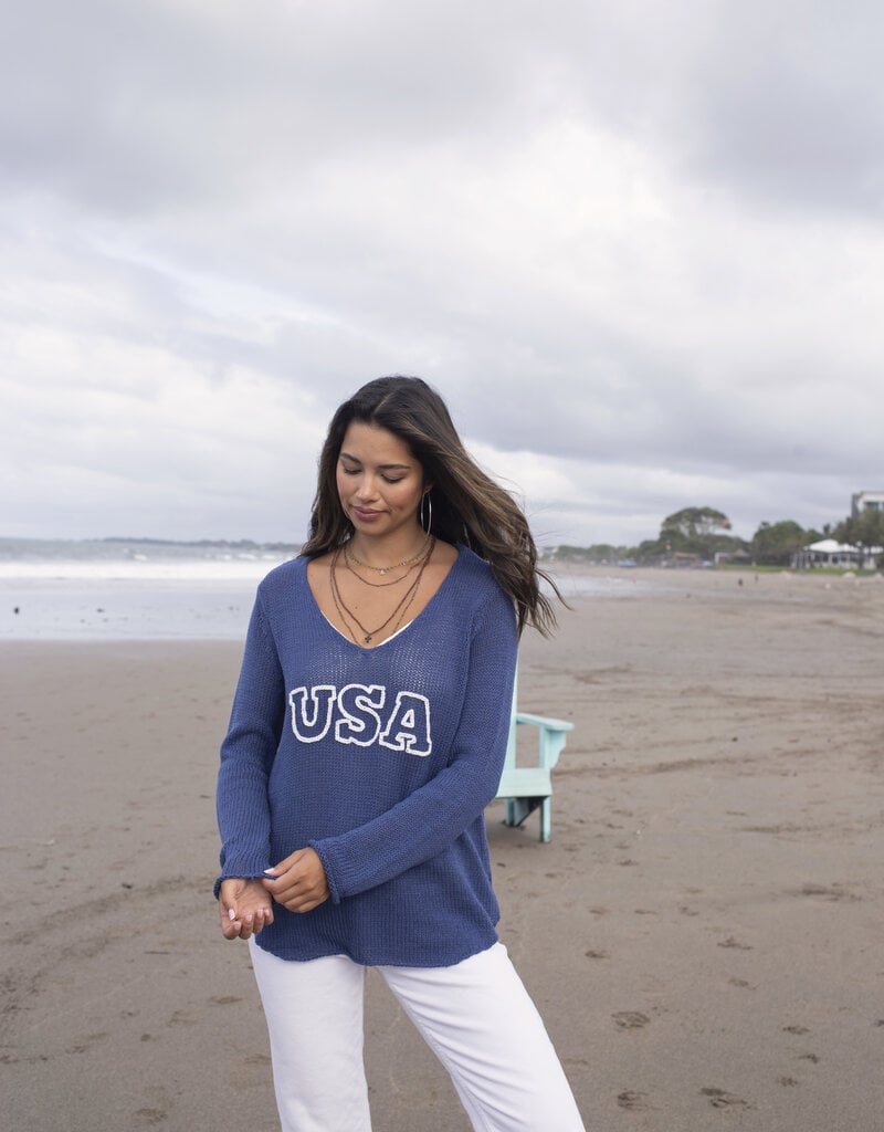 USA V-Neck Cotton Sweater