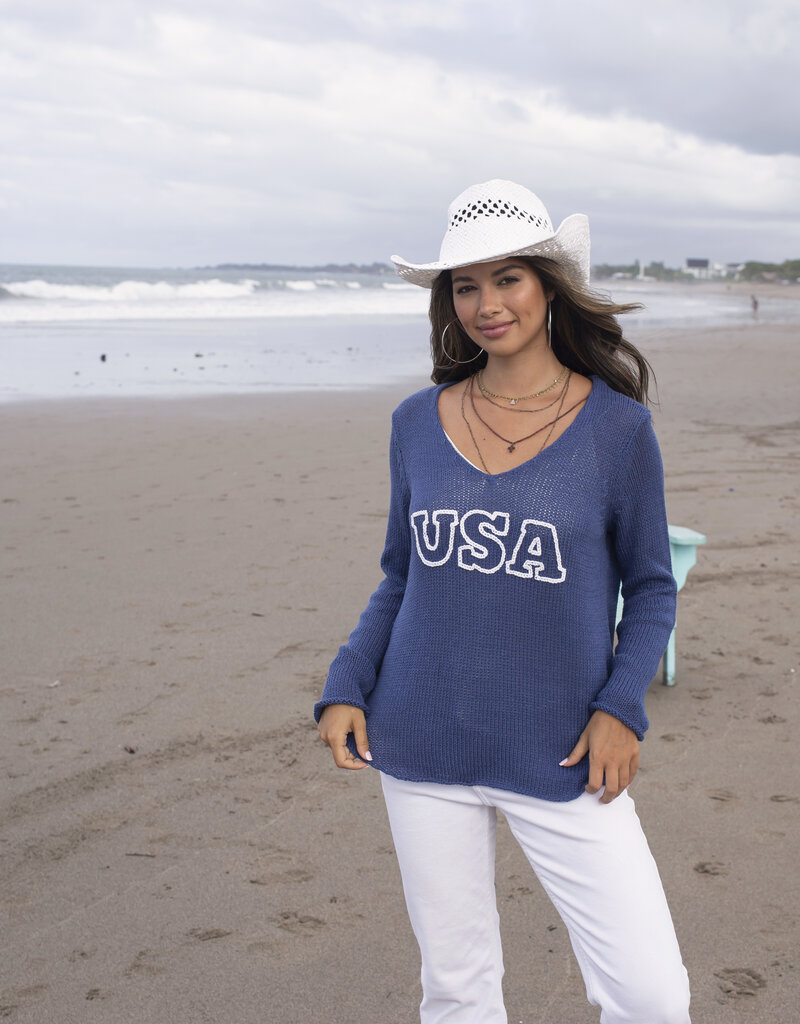 USA V-Neck Cotton Sweater