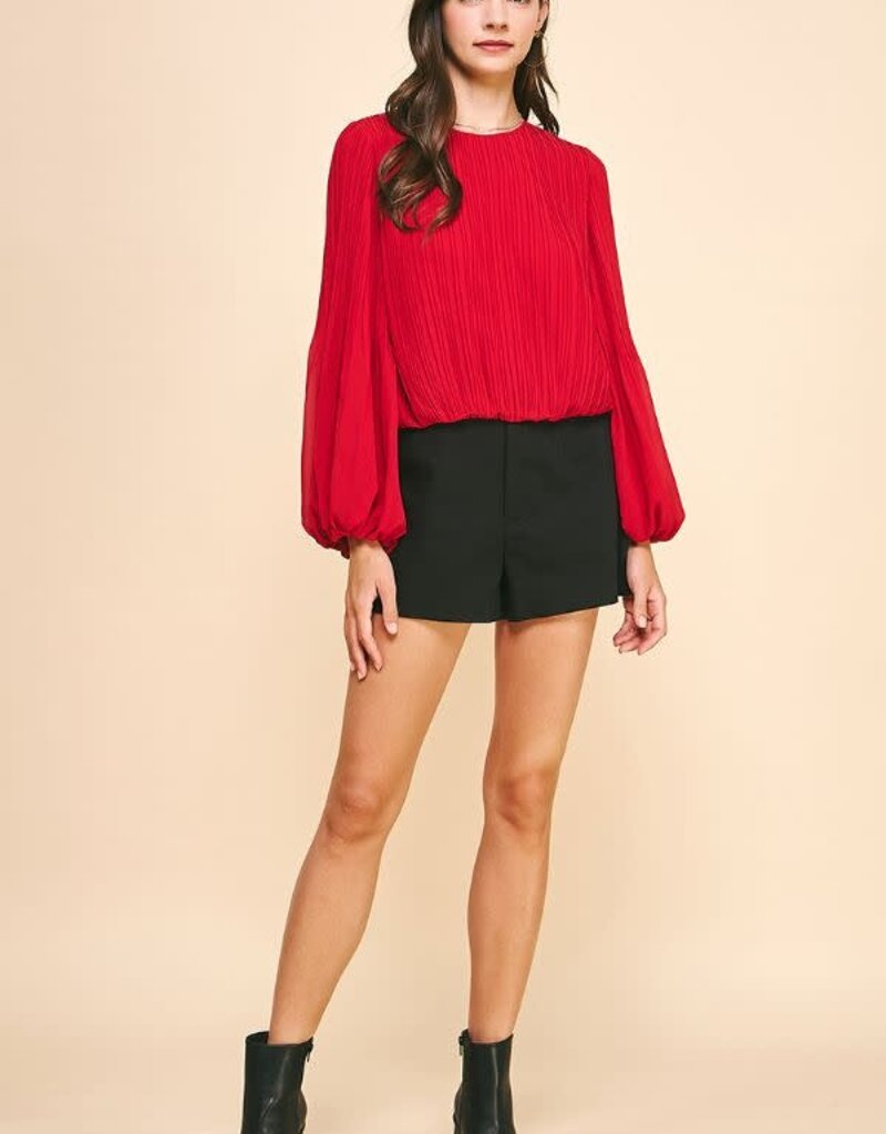 Cabernet On A Wednesday Pleated Blouse
