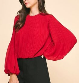 Cabernet On A Wednesday Pleated Blouse