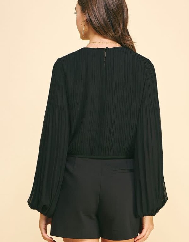Cabernet On A Wednesday Pleated Blouse