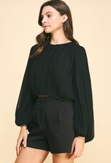 Cabernet On A Wednesday Pleated Blouse