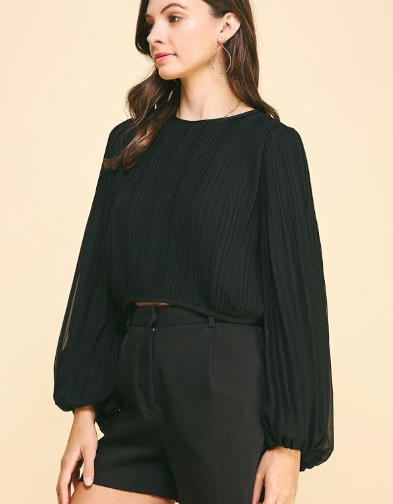 Cabernet On A Wednesday Pleated Blouse