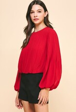 Cabernet On A Wednesday Pleated Blouse