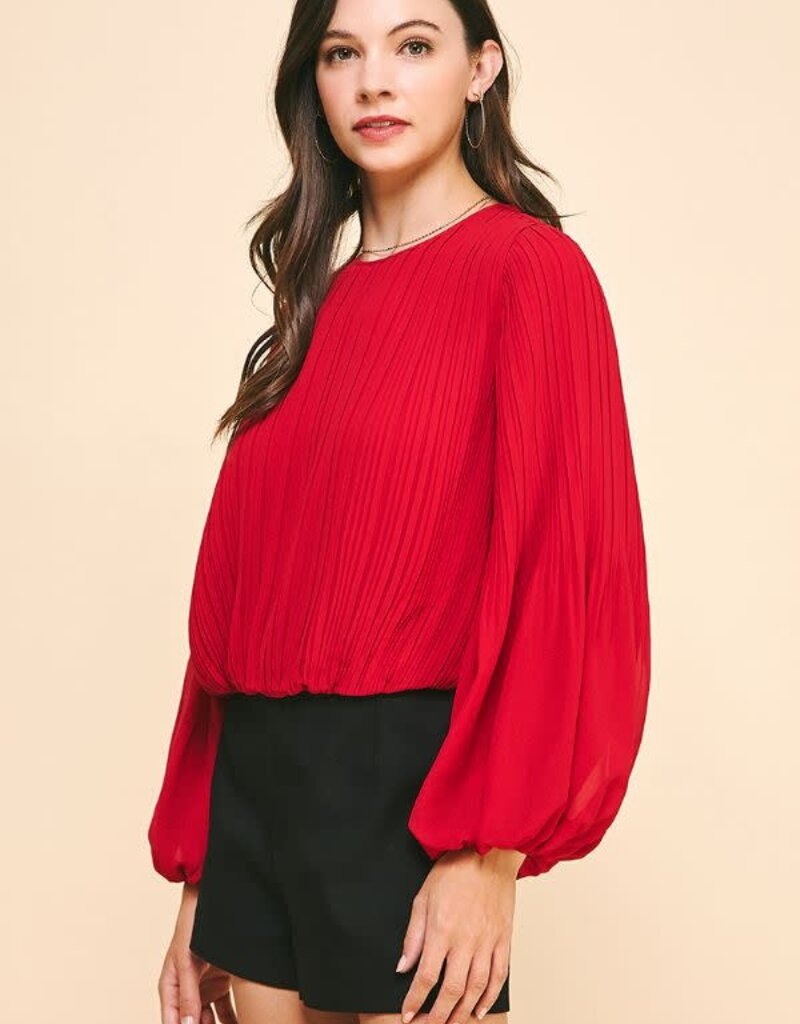 Cabernet On A Wednesday Pleated Blouse
