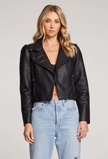 Merrita Puff Sleeve Leather Jacket