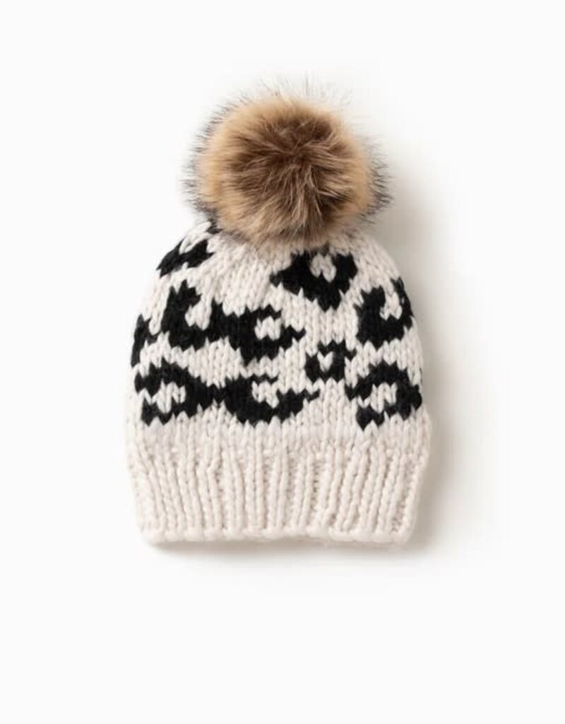 Look by M Leopard Mango Yarn Pom Hat