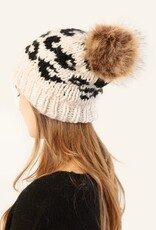 Look by M Leopard Mango Yarn Pom Hat