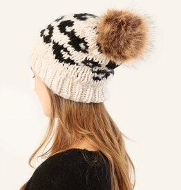 Look by M Leopard Mango Yarn Pom Hat