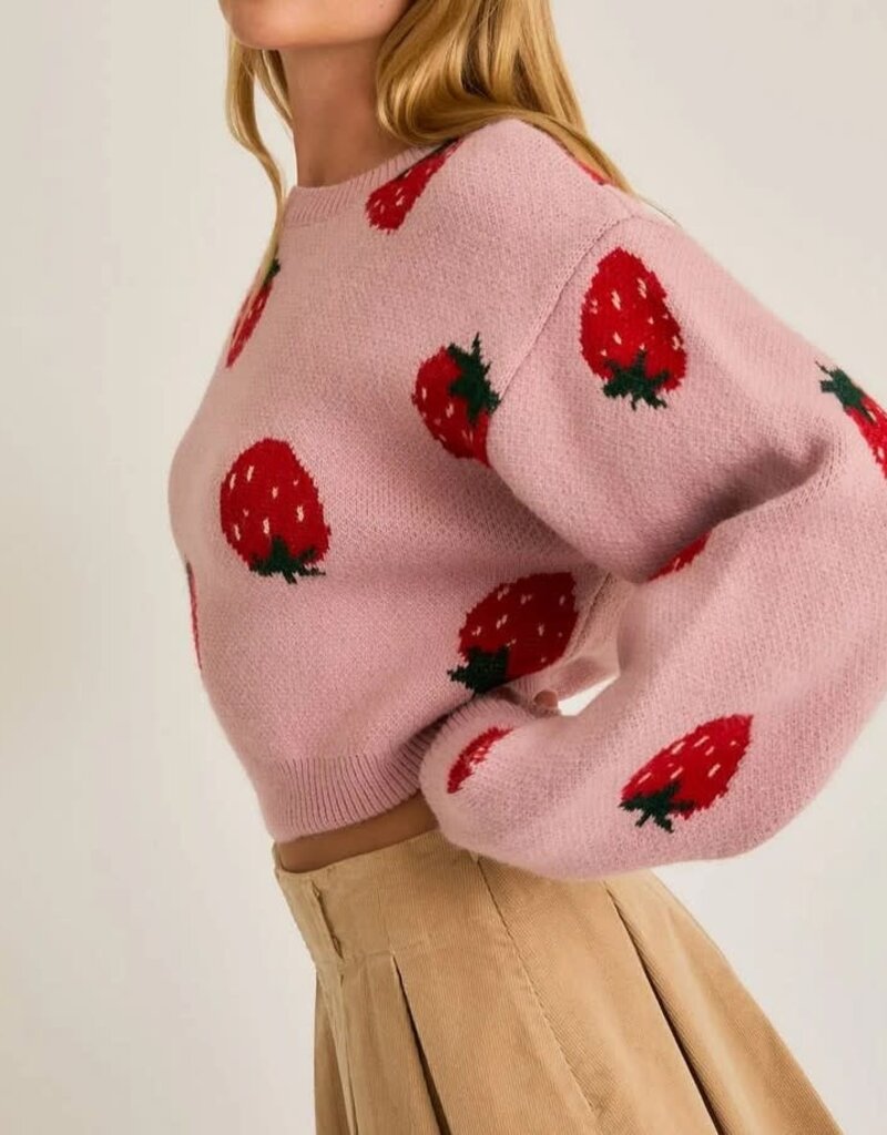 Strawberry Print Crop Sweater