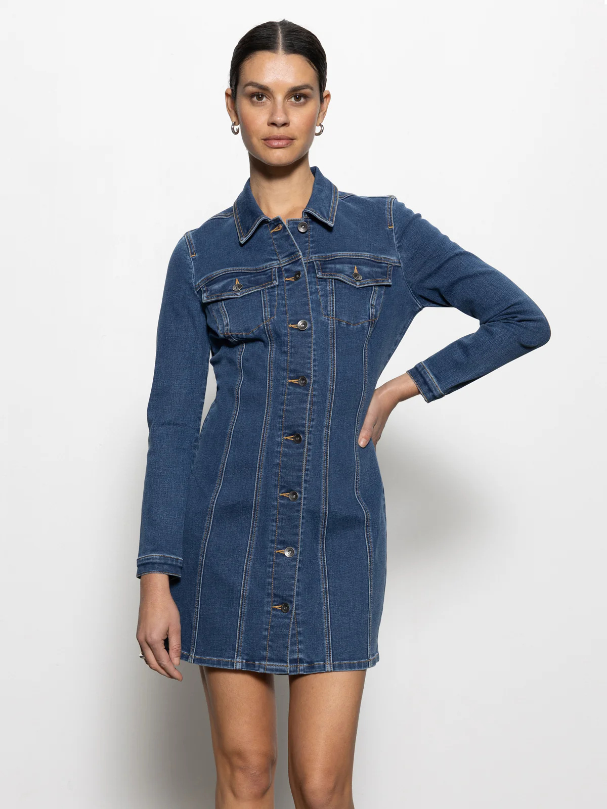 Black Mini Slim Fit Denim Dress