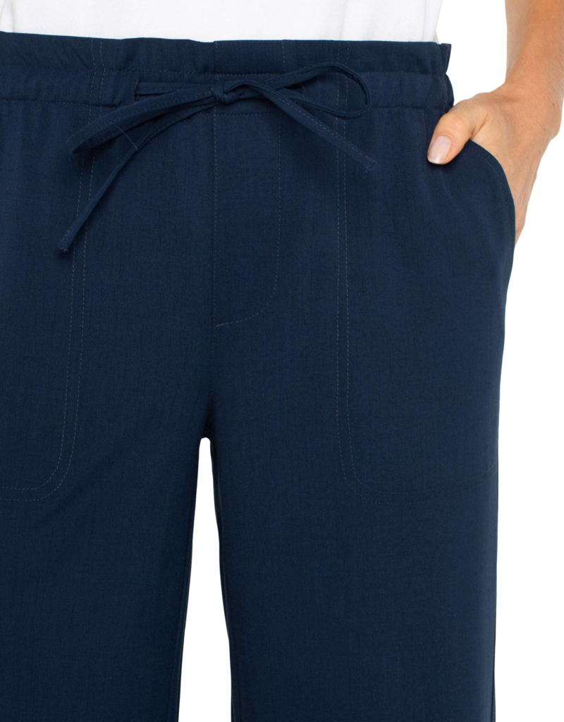 Pull On Tie Waist Wide Leg Pant