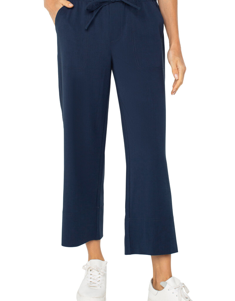 Pull On Tie Waist Wide Leg Pant