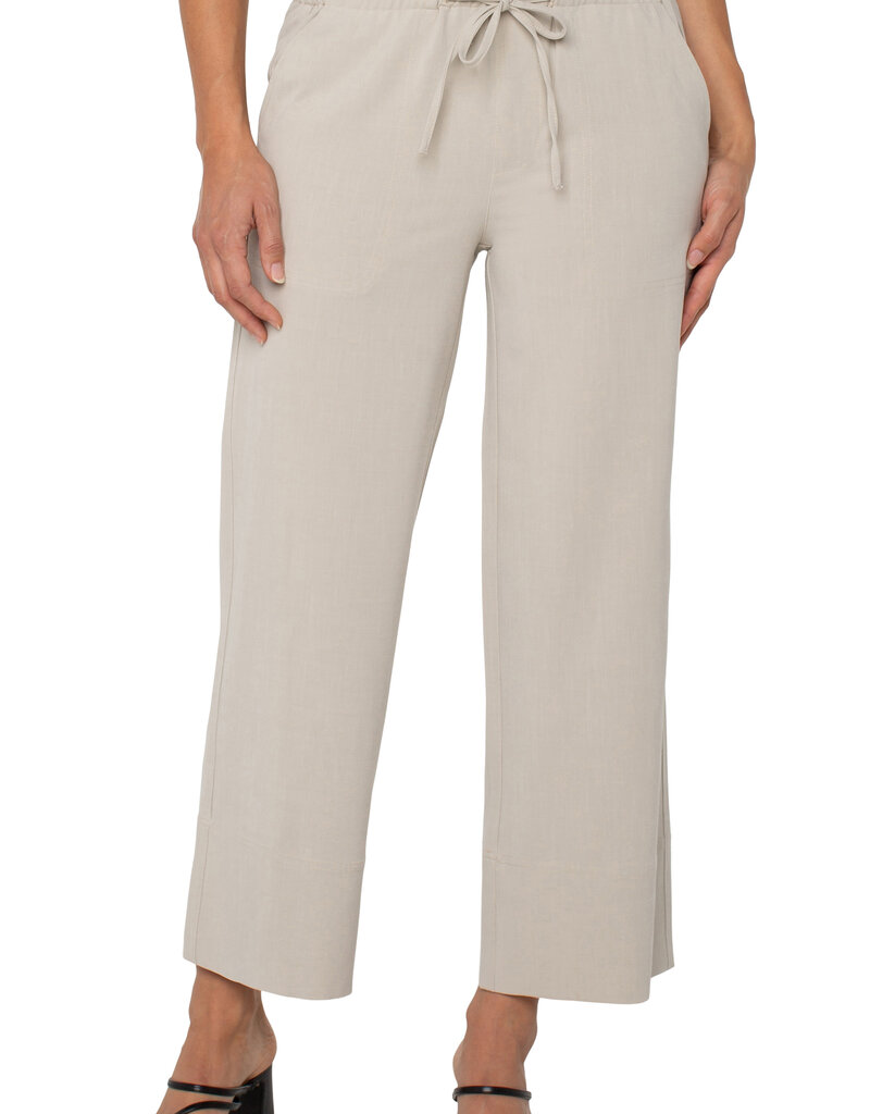 Pull On Tie Waist Wide Leg Pant