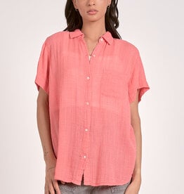 Short Sleeve Button Front Gauze