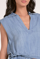 Sleeveless Collared Top