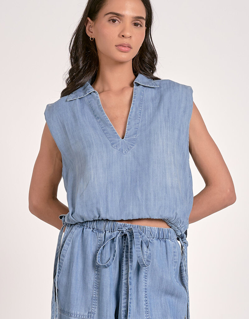 Sleeveless Collared Top