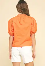 SS V-Neck Pleated Sleeve Top