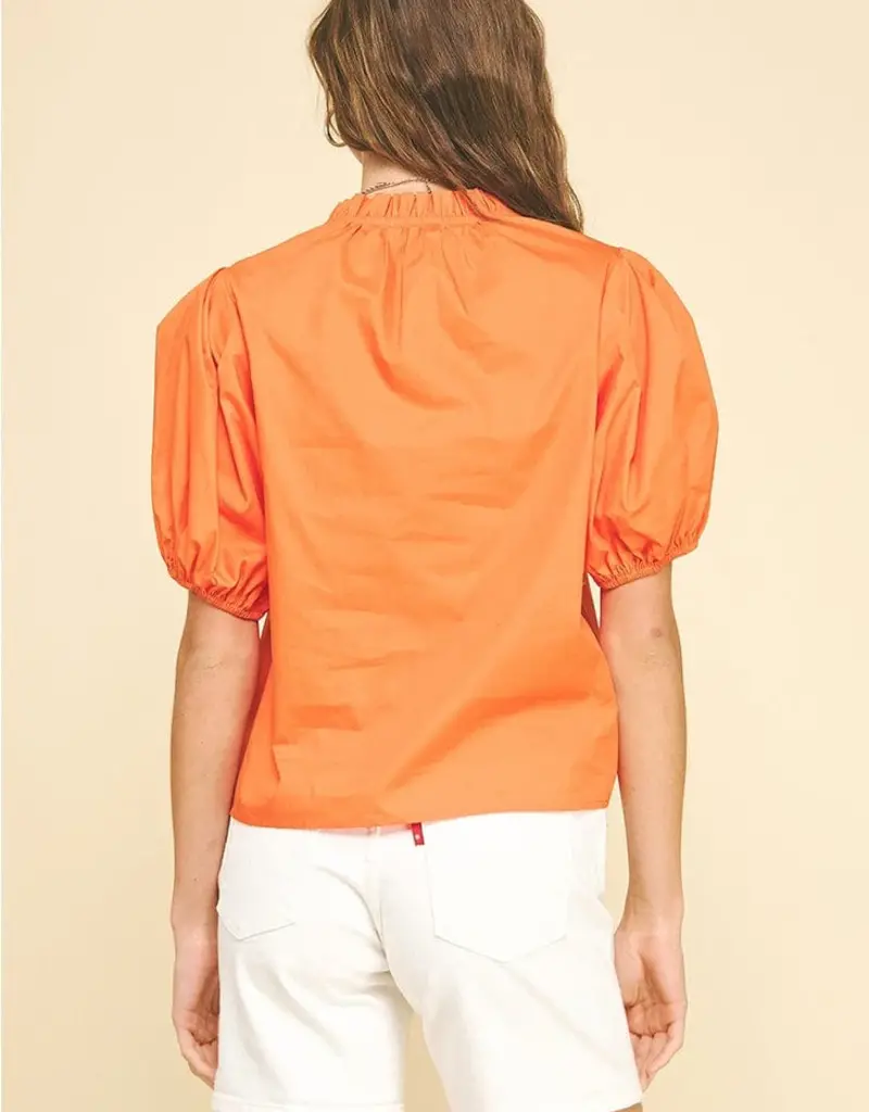 SS V-Neck Pleated Sleeve Top