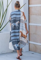 Lavender J Silk SS Horse Print Dress