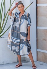 Lavender J Silk SS Horse Print Dress