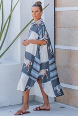 Lavender J Silk SS Horse Print Dress