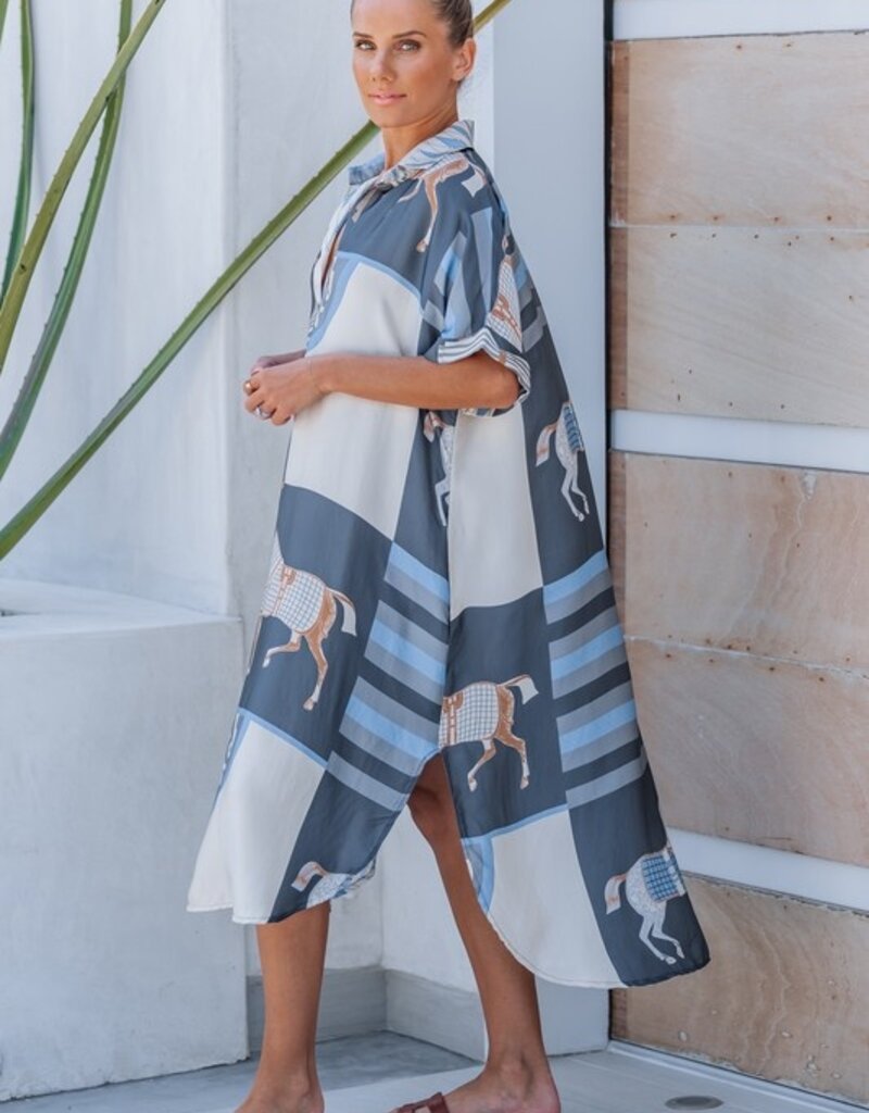 Lavender J Silk SS Horse Print Dress